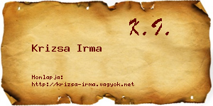 Krizsa Irma névjegykártya